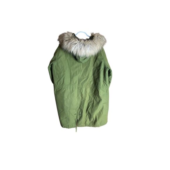 ASOS Olive Green Faux Fur Hooded Parka Coat Quilted Lined Jacket Women’s Size 12 - Picture 8 of 8